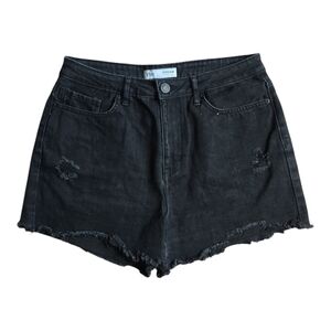 YMI Black Jean Shorts with Distressed Hem